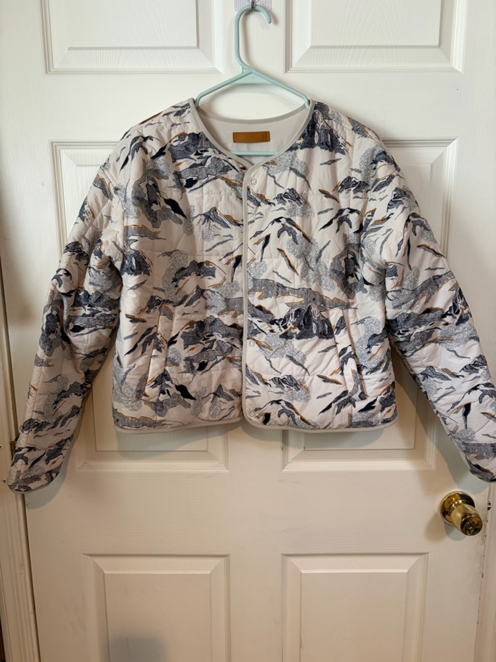 Columbia crop quilted  Cream & Printed reversible Jacket High Cascades (rare!) - Picture 3 of 7